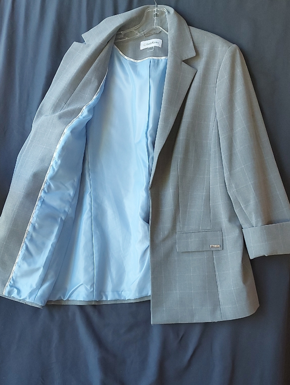 Calvin Klein Heather Gray Top with White Logo Tag